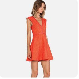 Revolve Lumier by Bariano vneck floral blood orange dress XS